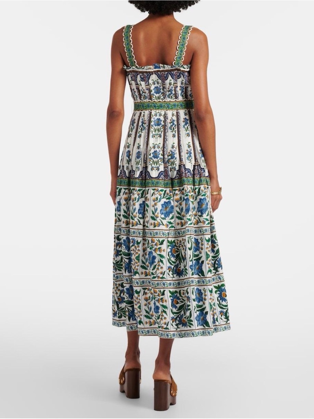 FARM Rio NWT White Maxi Dress with Blue and Green Floral Print - Picture 3 of 9